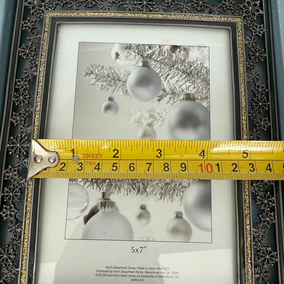 NIB Enameled Metal Christmas/Winter/Holiday Photo Frame Snowflakes Sparkle - Picture 6 of 7